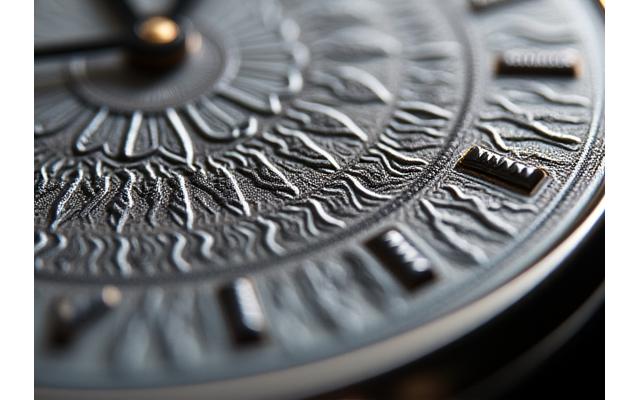 Detail abstraktního kaligrafického gravírování na kovu