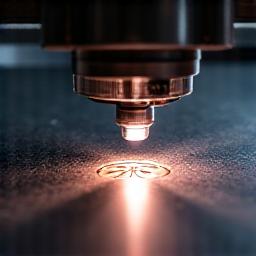 Záblesk laseru gravírujícího povrch Apple Watch, symbolizující precizní realizaci designu.